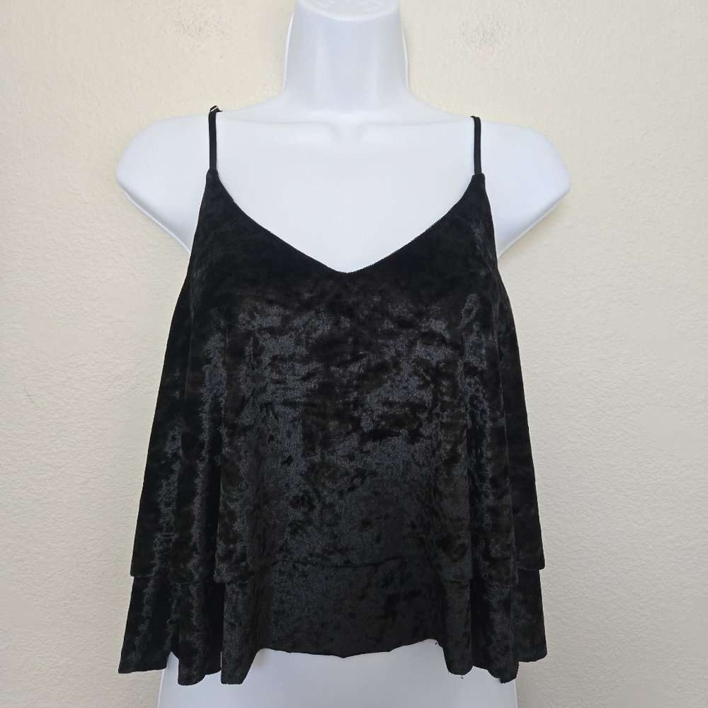 Madison & Berkeley Velvet Spaghetti Strap Cami Blouse Size Large Goth Witchy